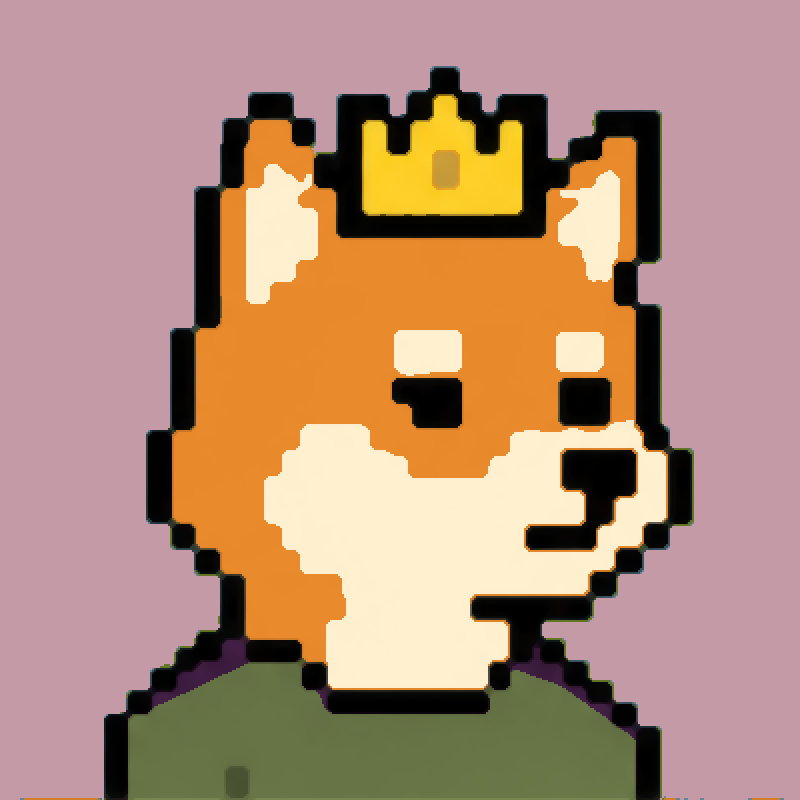 Orange Inu with a golden crown